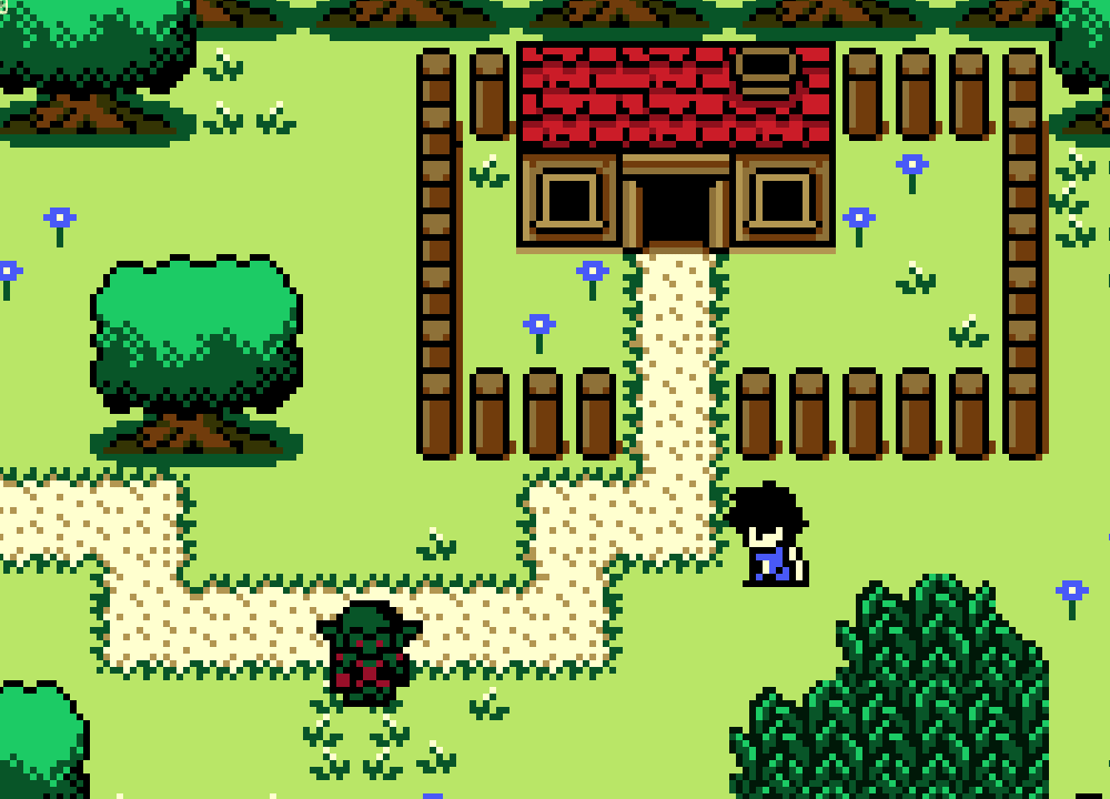 Palette change shaders are working (the enemy flashes when it gets hit), and we’ve got a first attempt at grass clippings! Hooray!