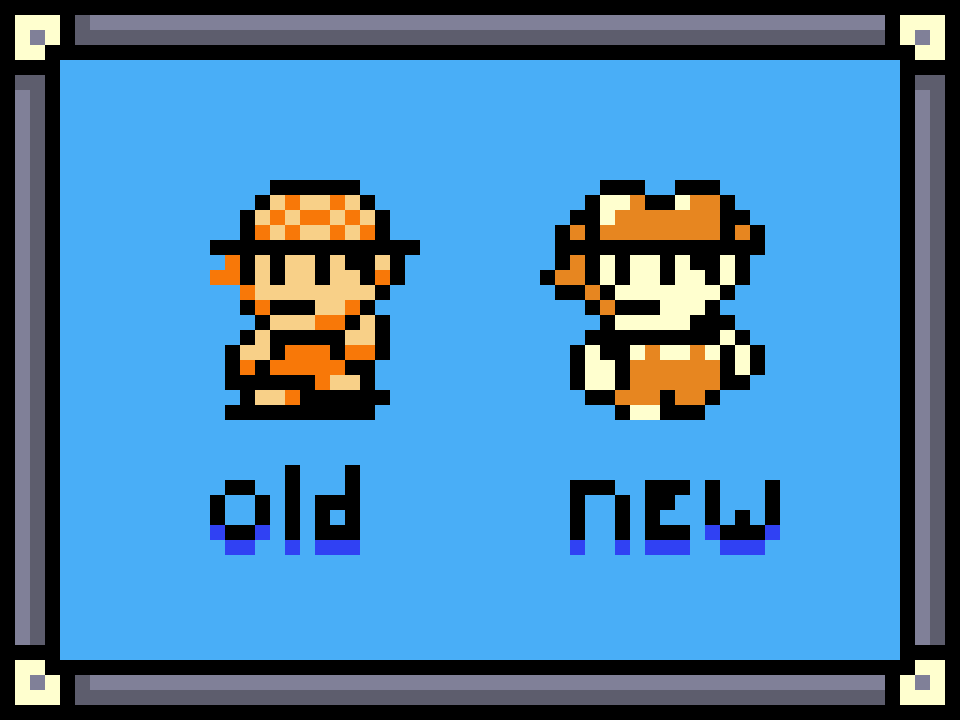 Hibu the Gibu Farmer is all about old-fashioned, often indecipherable wisdom. He’s older than he looks, but manages to stay young and strong by getting up before the sun and taking care of those gibu–they won’t take care of themselves! Hibu serves as a mentor character to Tav, which, despite confusing metaphors and wacky idioms, is very welcome!  This sprite changed a *lot*. The old version is definitely groovin’. I think he was the most inspired by the Zelda sprites rather than Dragon Warrior sprites, so his body/feet worked a lot differently than the rest. During the overhaul there, I *had* to give him overalls. :) Despite the Zelda foundation, the old hat was *very* similar to an existing Dragon Warrior hat, so I made sure to spend a lot of time there too.  Only one question remains: **what is a gibu???** Maybe you’ll get a peek sometime… :)  **Two for the price of one today** (since there was a ~TIE~ in the poll). Meet Poupou, the self-acclaimed magician!  {{PC_IMG:0}}  Poupou purchased his turban from the Shady Merchant, and despite being repeatedly told otherwise, believes it gives him magic powers. His tricks and “herbal remedies” have been decried as lame sleight-of-hand and random shrubbery leaves, but nonetheless, Poupou persists.  This sprite was a pretty massive change as well! My brother and I couldn’t figure out how to draw a turban (”Just put more folds in it!”). I experimented with giving him dark skin in the new sprite, but the purple/brown mix was way too saturated compared to all the other sprites. I took a look at other GBC sprites with dark skin and noticed most of them have black or white clothing–no other colors. So… while I’m rethinking how to approach that (I have a handful of other darker-skinned NPCs!), it kind of helped define this guy’s character as a ridiculous “cheap fortune teller”-type.