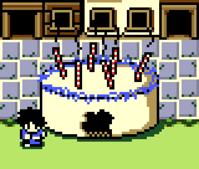 It’s my birthday, yay! :D  Featuring a cake so large that Tav ate a new dungeon into it. This has affected him.