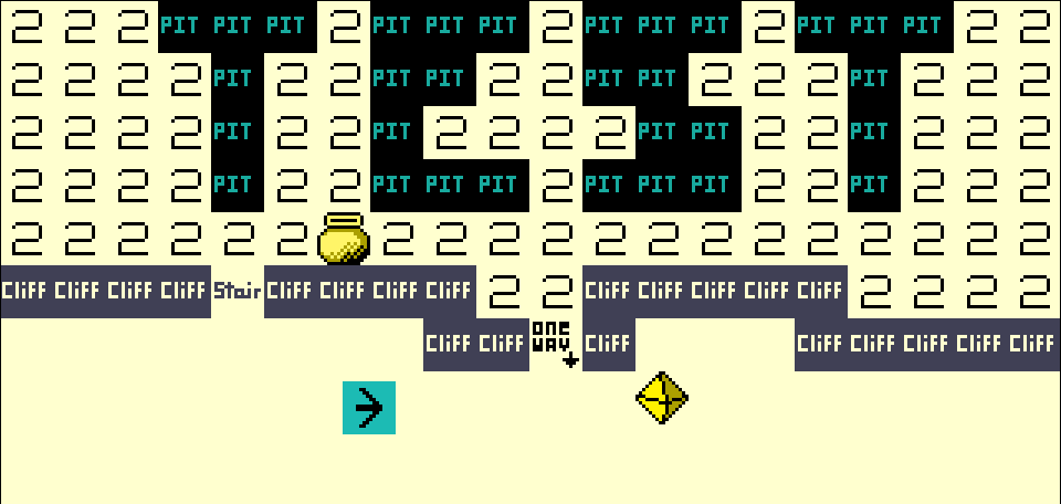 So pleased with how levels and cliffs turned out in the ProtoDungeon! Something I’ve really been thinking a lot about is how best to get “height” working in a 2D game, which is more complicated than it looks at first glance. I’ve got a big ol’ post about how it’s done coming soon!
