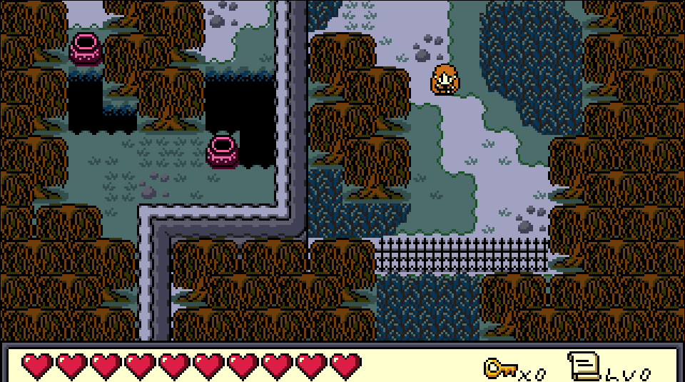 Day/night will be very important in The Waking Cloak (and, by extension, ProtoDungeon), so here’s an early test version of palette swapping on the fly!  It’s NOT done by any means yet–objects/player aren’t included in the palette swap for some reason, while the torches and lighting aren’t working. But we’ll get there. :)<br>  I spent a lot of today revamping my existing palette. Removed a handful of colors I wasn’t using anywhere, consolidated a few other similar ones. I did add 2-3 more colors for night, but since I’d removed so many other colors, I actually have fewer than when I started, so that’s exciting! (This was also a nice opportunity to tweak some of my existing colors that weren’t my favorite and fix some sprites that used an even older palette lol.)  Anyway, top is day/normal, bottom is night! Night uses only colors from the day palette! <br>  {{PC_IMG:0}}