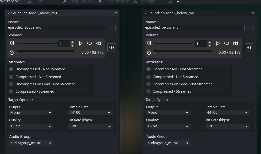 Busy day around the house and got very little done. I did dig up my episode 2 music tracks (which I had for some reason saved in a completely uninutitive location) and imported them into the game. To continue, I’ll need to scale down the audio engine’s blend editor, and I don’t have the energy for that today. :)
