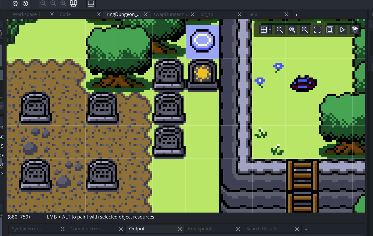 Lots more spritework! Hoping to wrap these up very soon! Featured today is the opposite of the moon plants: the sun stones. The gravekeeper also has one of these mysterious headstones in his hut–lucky guy!